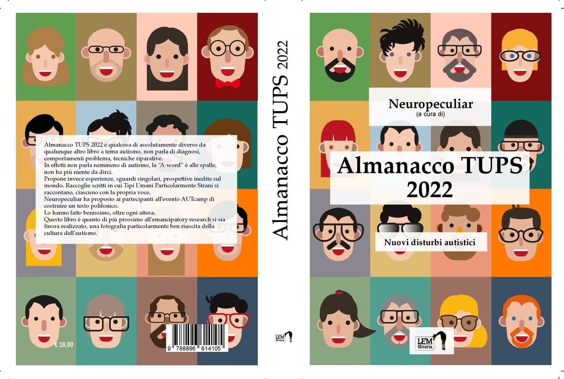 [Image description: cover of the first Almanacco TUPS with portraits of the various authors by Tiziana Naimo]